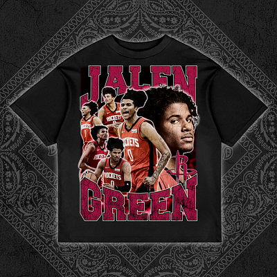 Jalen Green Vintage Rap Tee Bootleg Design bootleg bootleg design bootleg tshirt branding design graphic design illustration rap tee ui