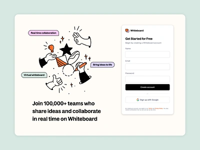Whiteboard Sign Up Page branding daily100challenge dailyui design designchallenge illustration signup ui