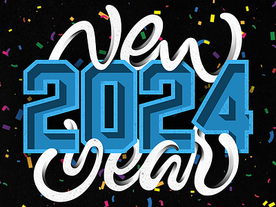 New year 2024 design hand draw illustration lettering letters procreate script type typedesign typography