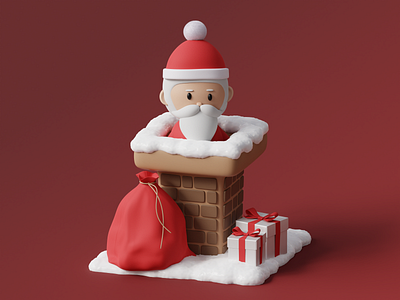 Santa Claus in chimney 3d blender christmas christmas gifts happy new year icon illustration merry christmas santa santa 3d santa claus santa claus 3d santa in chimney