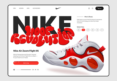 Nike Website Redesign 3d branding concept figma illustration minimalist modern nike product red redesign shoes typography ux webdesign