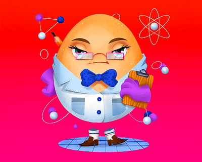 Scientist Egg atoms bowtie children book easter egg fussy humpty dumpty illustration kids book phisics scientist