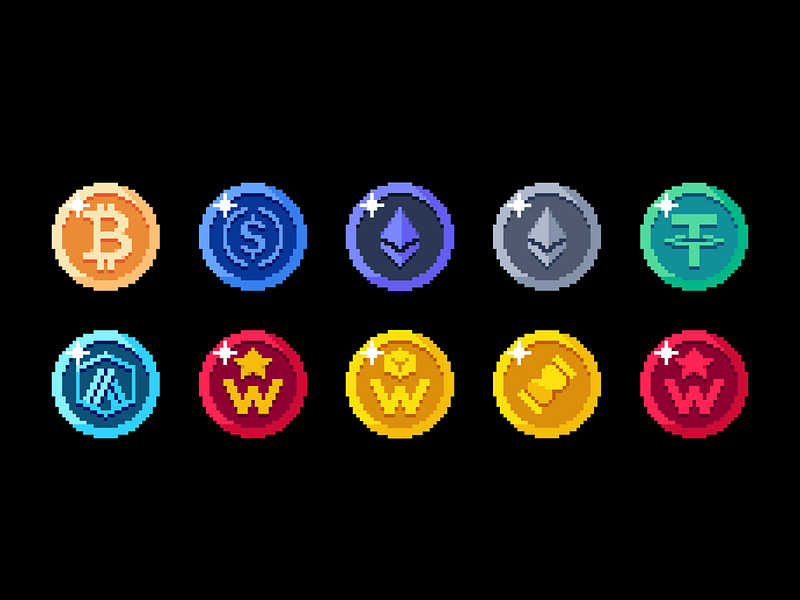 DegensBet - Pixel Art Cryptocurrencies Collection blockchain branding btc casino casino games casino icons chain coins crypto cryptocurrency etc gambling game gaming icon set icons illustration symbolls usdt