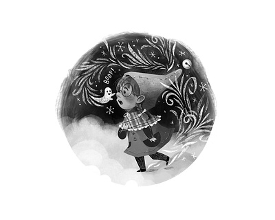 Inktober 2023: frost black and white character design children book elf frost ghost girl illustration inktober inktober 2023 kids book night picturebook snow winter