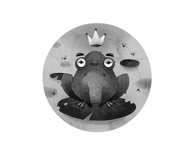 Inktober 2023: toad black and white character design children book fairy tale fly illustration inktober inktober 2023 kids book king lake picturebook prince toad watercolor