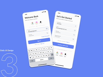 🔐 Daily UI Challenges #3 & #4: Login and Registration design login mobile register ui ux web design