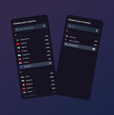 🌐 Daily UI Challenge #20: Country Codes Dropdown list country code daily ui design day20 design dropdown list product design ui ux web design web development