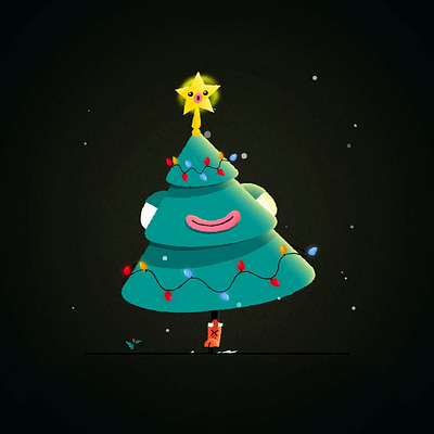 Oh X-mas Tree! 2d animation animation character design christmas funny graphic design illustration motion motion graphics star tree