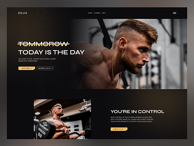 Hero section of a gym facility clean design graphic design gym gym facility gym website hero section landing page modern website ui uiux user experience user interface ux uxui web design website workout yellow