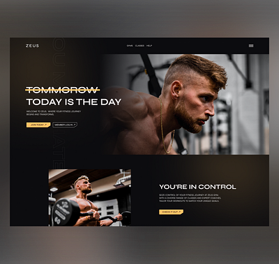 Hero section of a gym facility clean design graphic design gym gym facility gym website hero section landing page modern website ui uiux user experience user interface ux uxui web design website workout yellow
