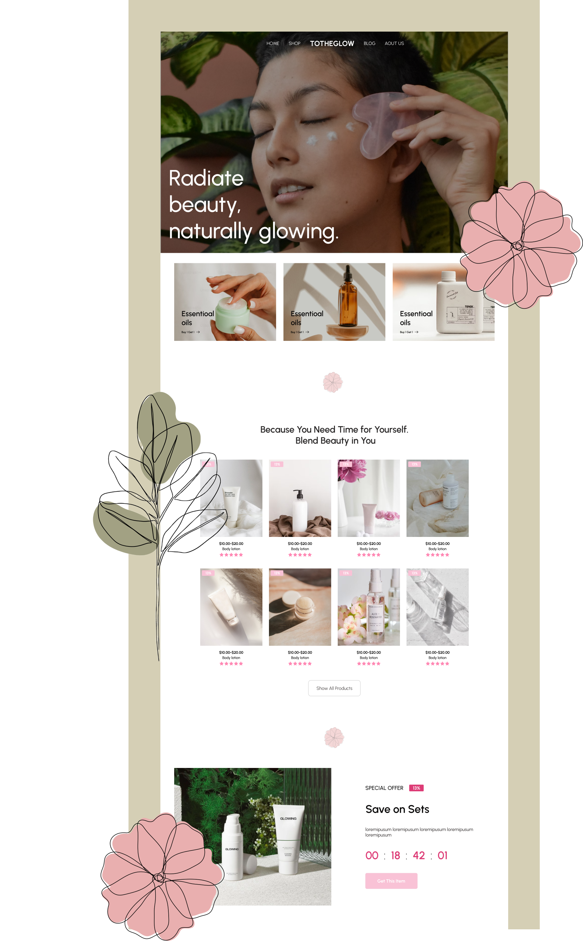 BeautyShop Website Landing Design beauty cosmetics landingpage ui ux website