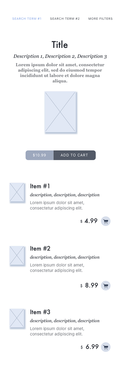 shopping cart low fidelity wireframe Daily UI design shopping cart wireframe
