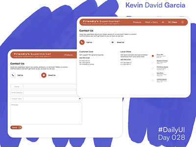 #DailyUI Day 28: Contact page contact dailyui email grocery phone