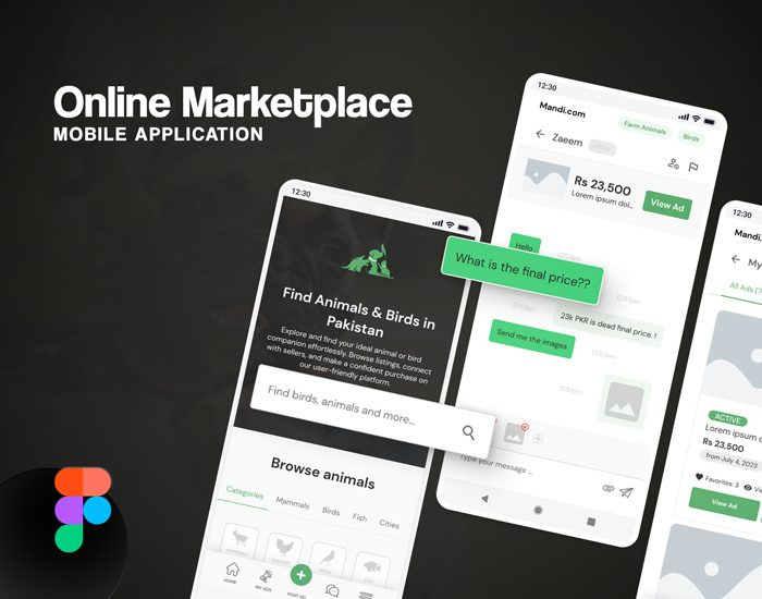Online Marketplace Mobile App UI app branding design system figma graphic design mobile app ui ux