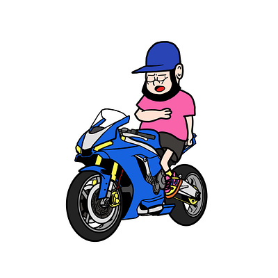 Turu. 998cc. cartoon cute cartoon illustration motorcycle motorcycle design racing motorcycle sports bike turu always yamaha yamaha r1