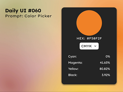 Daily UI #060: Color Picker cmyk color color picker daily ui figma graphic design hex hsb rgb ui