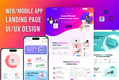 Web/ Mobile app landing page. 2d 3d animation clickable landing landing page design page prororyping responsive scrolling horizontally ui ux