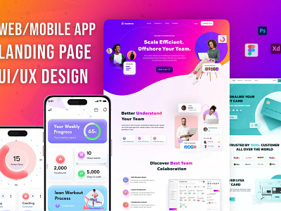 Web/ Mobile app landing page. 2d 3d animation clickable landing landing page design page prororyping responsive scrolling horizontally ui ux