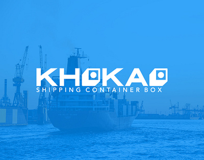 KHOKAO blue logo container box fast logo logo branding ship shipping logo