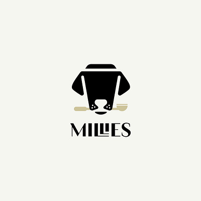 millies (coffee shop) branding brandmark coffee cup dog face illustration logotype portafilter retriver wordmark