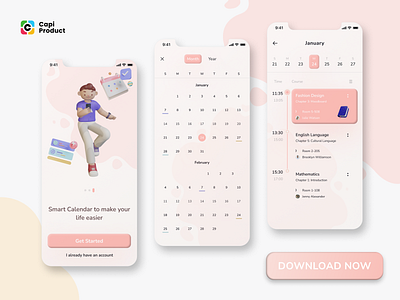 Calendar mobile app - 3D Design Style 3d app 3d design style app apppdesign calendar app calendar design design mobile modern app design modernapp ui