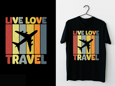 Live Love Travel Typography T-shirt Design best design for etsy branding custom tee design design dog lover design graphic design illustration live love travel plane flying plane flying tee design plane trip gift retro design t shirt design t shirt design for amazon t shirt vector travel lover gift unique tee design vintage desing vintage retro design