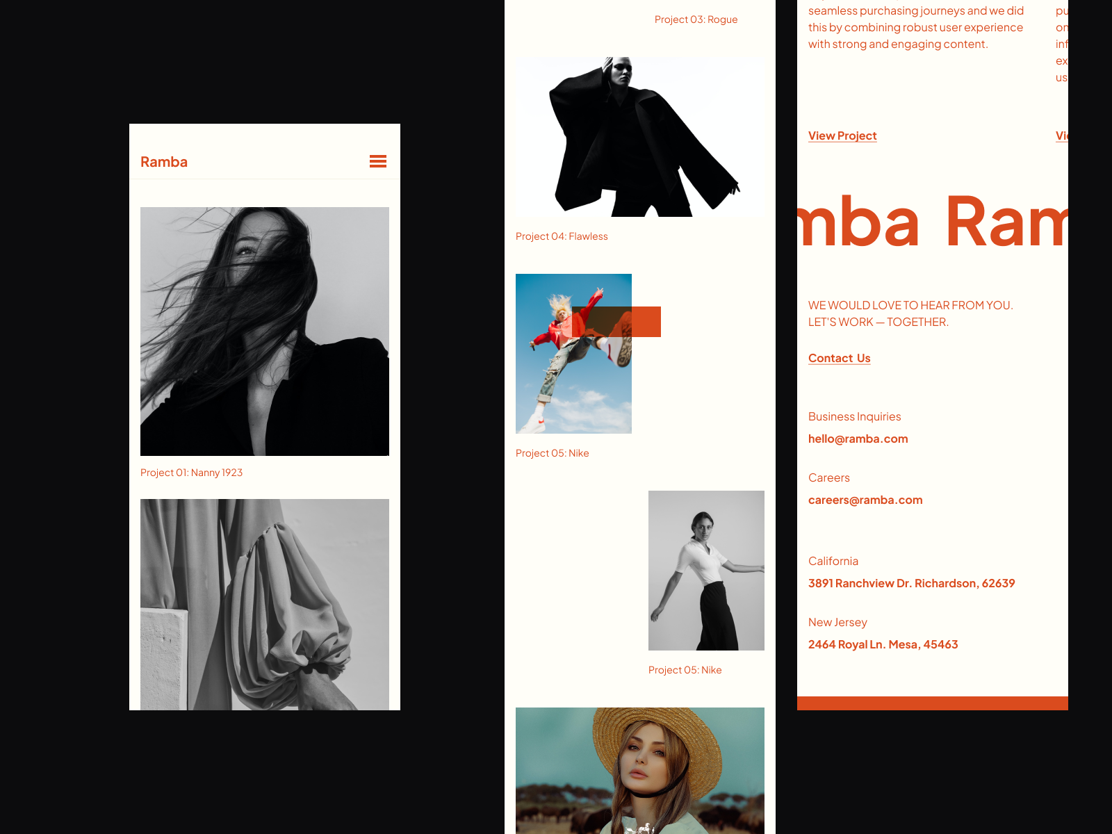 Ramba - Responsive Mobile App agency app ui app ui design brand identity branding company profile graphic design homepage identity layout minimalism product responsive simple ui user experience ux web app website