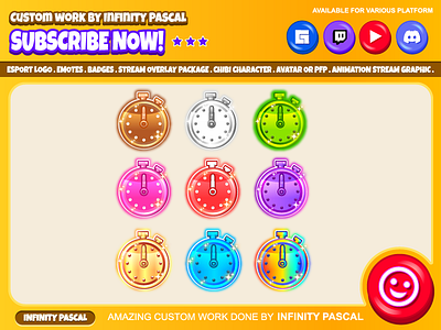 ⌚🌈Custom Rainbow Timetracker Sub or Bit Badges🌈🕝 adobe illustrator adobe photoshop clock custom emotes twitch design discord emotes facebook emotes freelancer graphic design illustration loyalty badges open commission rainbow time twitch emotes twitchemotes watch youtube emotes