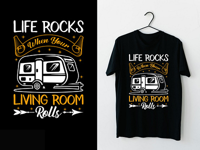 Life Rocks When Your Living Room Rolls Typography T-shirt adventure tee design best tee design branding camp tent design tee camping lover gift camping t shirt design custom t shirt design design graphic design illustration life rocks when your t shirt design for amazon t shirts tee tee design for etsy travel lover tee deisng travel trailer art trip with friends typography t shirt design vintage design