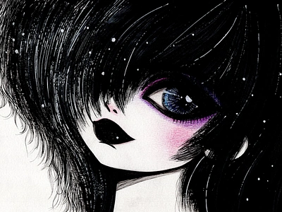 2020 - Big Eyes Girls Drawing 5 character draw drawing emo emo style girl goth goth style gothic handdrawn illustration ink inking portrait sad