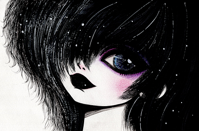 2020 - Big Eyes Girls Drawing 5 character draw drawing emo emo style girl goth goth style gothic handdrawn illustration ink inking portrait sad