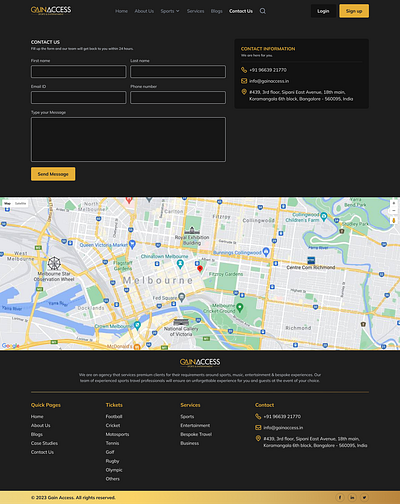GAINACCESS Contact Us page ui