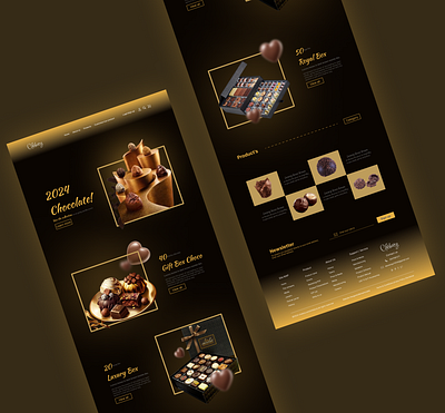 Home page of chocolate website. ui ux