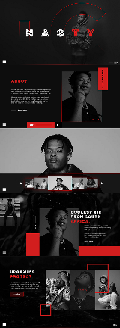 Nasty C Landing Page Concept Red branding graphic design illustration lay layout design product design ui web design