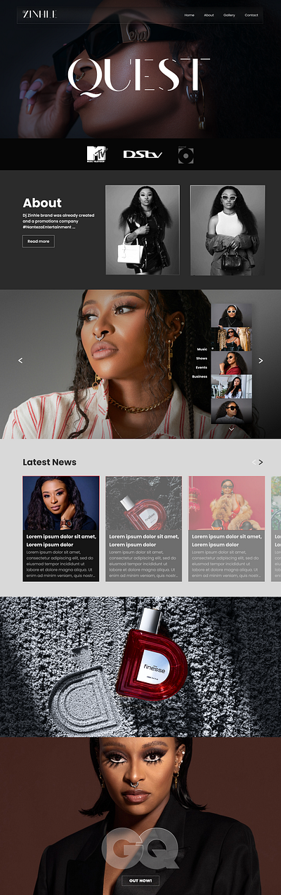 Dj Zinhle Landing Page Concept Black branding design graphic design layout design logo product design ui web design