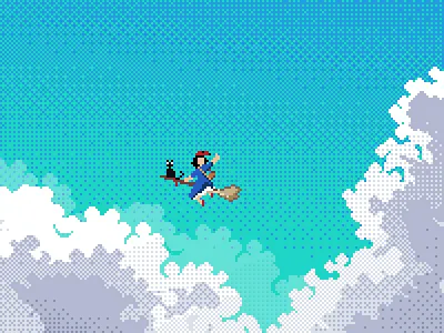 Kiki's Delivery Service 16 bit 8 bit anime bit ghibli kikis delivery service miyazaki pixel pixel art