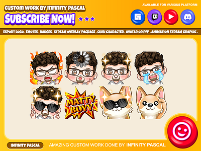 👦🏻🐕Custom Chibi Nerd Boy & Dog Emotes👦🏻🐕 animation chibiart custom design custom emotes twitch design discord emotes dog facebook emotes freelancer graphic design illustration loyalty badges nerd boy open commission original character twitch emotes twitchemotes youtube emotes