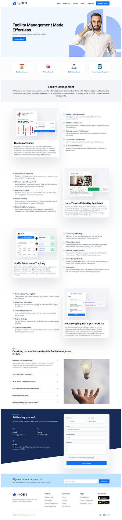 myDEN Facility Management ui