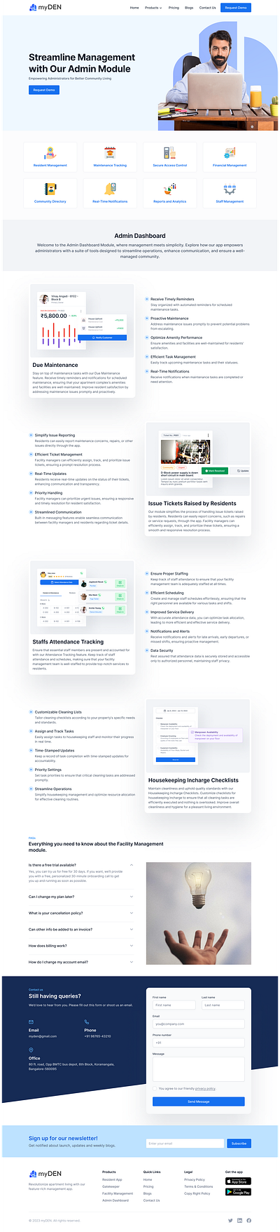 myDEN Admin Dashboard ui