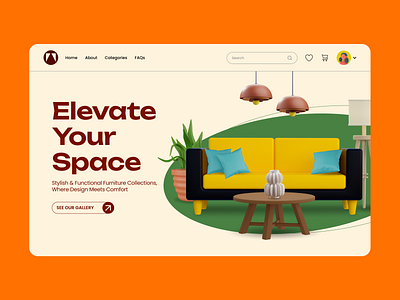 Furniture Website with 3D Designs 3d 3d illustrations design assets furnitures iconscout uiux user experience