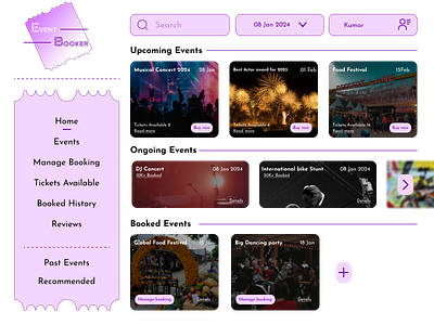 Event ticket booking UI eventmanagement eventticketbooking ticketbooking uichallenge uiux