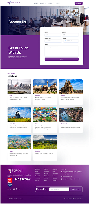 GWC DATA.AI Contact us ui