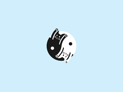 Yin Yang Cat Logo animal branding business care cat corporate health pets relax shop yin yang