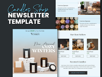 Candle Shop E-mail Newsletter Template advertisement advertising branding e mail newsletter e mail newsletter design e mail newsletter template email marketing graphic design newsletter newsletter design newsletter template