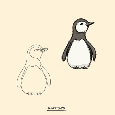 Penguin line art and concepts sketch