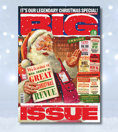 Big Issue's Seasonal Cover X Bob Venables christmas editorial festive magazine cover painterly retro santa