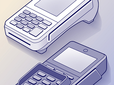 Isometric Payment Terminals Illustrations finances fintech graphic illustration isometric mobile point of sale mpos payment terminal payments point of sale terminal vector