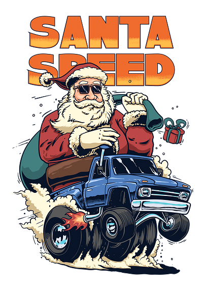 Santa Speed artwork branding chistmast graphic design hand drawn illustration tshirtdesign tshirtillustration