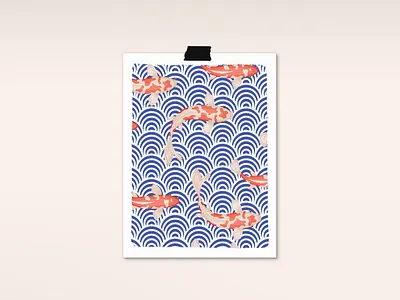 Koi pattern design fish hand drawn japan koi modern pattern seamless