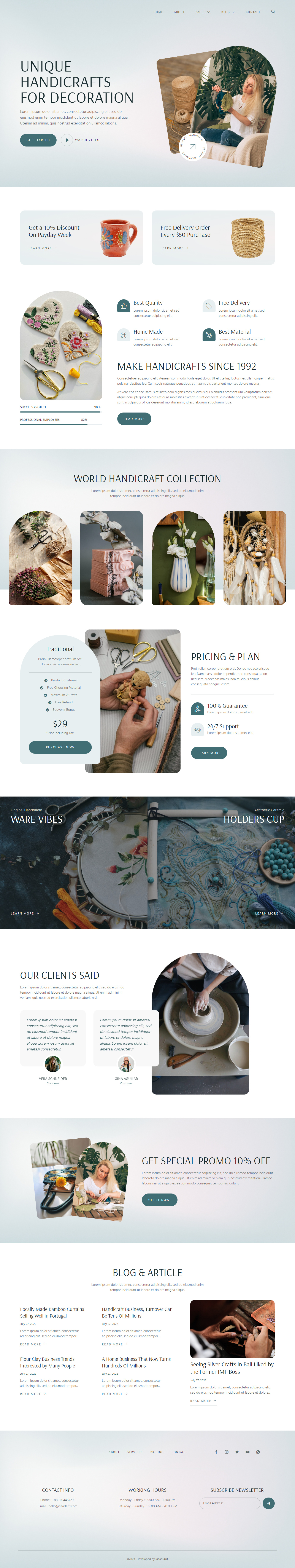 Handicraft & Artisan Website accessories artisan business ceramic craft craftsman decoration design elementor pro elementor website goods handcrafted handicraft handmade homemade interior pottery wordpress wordpress landing wordpress website